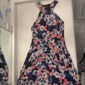 Blue and Pink Floral Halter Dress
